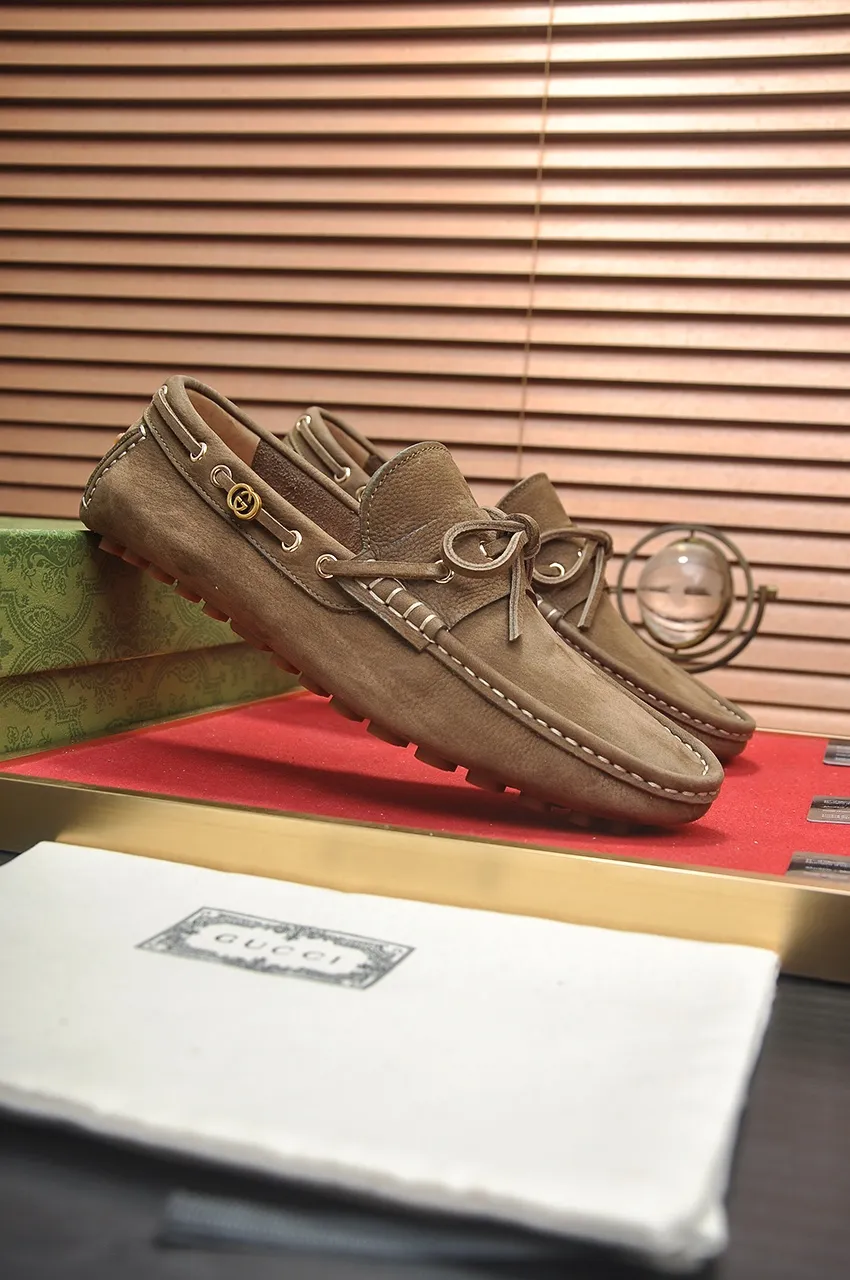 Men's Men's Shoes💰420💶【GUCCI】 (High-end Niuli) New 🍀Gucci*——Gucci Doudou Shoes! Made of imported original cowhide, the inner top layer is comfortable cowhide lining! Original wear-resistant rubber outsole! High quality products! Code number 38-44!